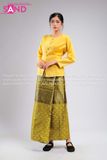 TNY0301 Trang Phục Hoá Trang Myanmar Vàng Trơn - Nữ