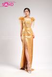  VDD0301 Váy Dạ Hội Dài Đính Đá Vàng 