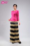 TNY0501 Trang Phục Myanmar Ren Hồng Nâu - Nữ