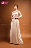 TAA1001 Áo Dài Nữ Truyền Thống Da Nâu Phi Bóng