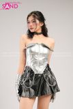 Outfit Phối Sẵn - (Váy Da Đen phối Áo Ống Bạc)