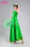 TYD0906 Set Yếm Liền Xanh Lá Khoác Tơ Trắng