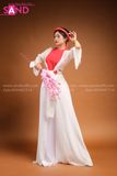 Yếm Lụa Trơn Màu Đỏ TYK0402 Khoác Tơ Trắng TTK0001 Quần Váy Trắng Lụa 2 Lớp TQV0001 Vấn Hồng Phấn Xoắn DMV0501