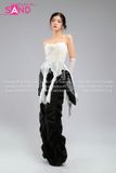 Outfit Phối Sẵn - (Quần Chun Đen phối Áo 2 Dây Cúp Ngực Tua Rua Trắng)