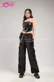 Outfit Phối Sẵn - (Quần Nắp Ngang Đen phối Áo Quây Da Bóng Đen)