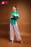 TBG0901 Áo Bà Ba Nữ - Gấm Xanh Lá Đậm