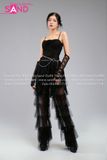 Outfit Phối Sẵn - (Quần Dài Tua Rua Tầng Voan phối Áo 2 Dây Cúp Ngực Tua Rua Đen)