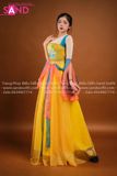 TMC0301 Váy Múa Cổ Trang Vàng - Hoạ Tiết Đồng Tiền