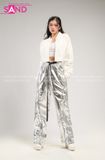 Outfit Phối Sẵn - (Quần Bạc Bóng phối Áo Khoác Trắng Crop)