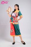 TBD0901 Bà Ba Đồng Dao Hoạ Tiết Caro Hưu Cam Xanh - Nữ