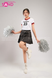 Outfit Phối Sẵn - (Chân Váy Xếp Li Đen phối Áo Crop Cổ Động)