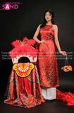 TYD0410 Yếm Đỏ Thêu Thiết Kế