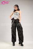 Outfit Phối Sẵn - (Quần Nắp Ngang Đen phối Áo Ống Bạc)
