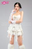 Outfit Phối Sẵn - (Váy 2 Tầng Trắng phối Áo 2 Dây Cúp Ngực Tua Rua Trắng)
