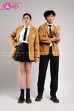 Outfit Phối Sẵn - (Váy Xếp Li Đen phối Vest Nâu)