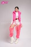 Outfit Phối Sẵn - (Quần Khoét Đáy Lưới phối HAP0501 Áo Gile Phao Croptop Không Tay - Hồng)