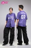 Outfit Phối Sẵn - (Quần Nắp Ngang Đen phối Bóng Chày Sọc Tím)