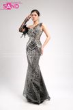 VDD0102 Váy Dạ Hội Dài Đính Đá Đen