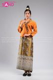 NLO0603 Trang Phục Dân Tộc Lào Màu Cam Nâu Đậm Nữ - Dài