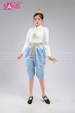 TNP0801 Trang Phục Hoá Trang Campuchia Nữ - Trắng Xanh