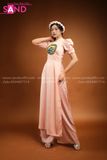 TAC0503 Áo Dài Hồng Phấn Đồng Tiền