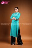 TAC0811 Áo Dài Gấm Hoạ Tiết - Màu Xanh Ngọc