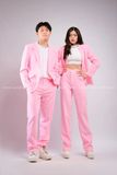 Outfit Phối Sẵn - (Set Vest Quần Ống Suông Hồng Nữ)