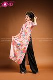 TAC0511 Áo Dài Hoa Hoạ Tiết Màu Hồng Nhạt