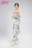 Outfit Phối Sẵn - (Áo Kim Sa Tua Rua Bạc phối Quần Suông Túi Hộp Bạc Form Cứng)
