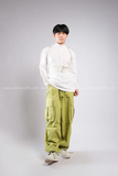 Outfit Phối Sẵn - (Quần Ống Rộng Túi Hộp Xanh phối Áo Thun Tay Lưới Trắng)