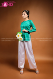 TBG0901 Áo Bà Ba Nữ - Gấm Xanh Lá Đậm
