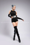 Áo bodysuit ba lỗ trơn kèm tay áo rời - Đen