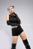 Áo bodysuit ba lỗ trơn kèm tay áo rời - Đen
