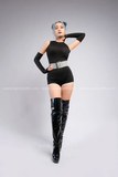 Áo bodysuit ba lỗ trơn kèm tay áo rời - Đen