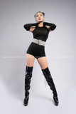 Áo bodysuit ba lỗ trơn kèm tay áo rời - Đen