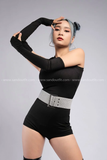 Áo bodysuit ba lỗ trơn kèm tay áo rời - Đen