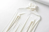 Áo bodysuit dài tay cổ lọ cao basic ôm body - Trắng
