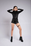 Áo Bodysuit dài tay Đen ánh kim