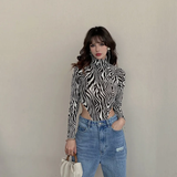 Áo Bodysuit Dài Tay Họa Tiết Sọc Ngựa Vằn