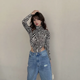 Áo Bodysuit Dài Tay Họa Tiết Sọc Ngựa Vằn