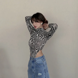 Áo Bodysuit Dài Tay Họa Tiết Sọc Ngựa Vằn
