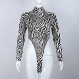 Áo Bodysuit Dài Tay Họa Tiết Sọc Ngựa Vằn