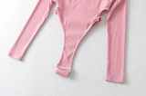 Áo Bodysuit Dài Tay Khoét Eo Hồng Phấn