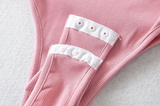 Áo Bodysuit Dài Tay Khoét Eo Hồng Phấn