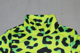 Áo Bodysuit dài tay xanh neon họa tiết da beo