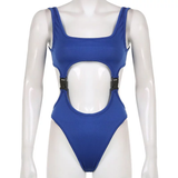 Áo bodysuit khoét bụng khóa gài Xanh dương