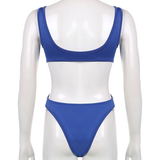 Áo bodysuit khoét bụng khóa gài Xanh dương