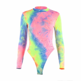 Áo Bodysuit thun body dài tay màu loang