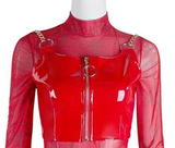 Áo croptop 2 dây da đỏ phối xích