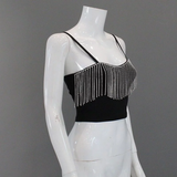 Áo croptop 2 dây đính đá - Đen